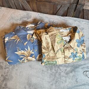 Vintage Pierre Cardin Hawaiian Shirts Lot 2 XL 100% Cotton Made Korea Aloha